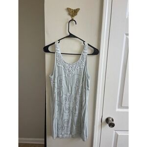 KENAR Light Blue Sequin Embellished Dusty Blue Tank Top Womens Size L